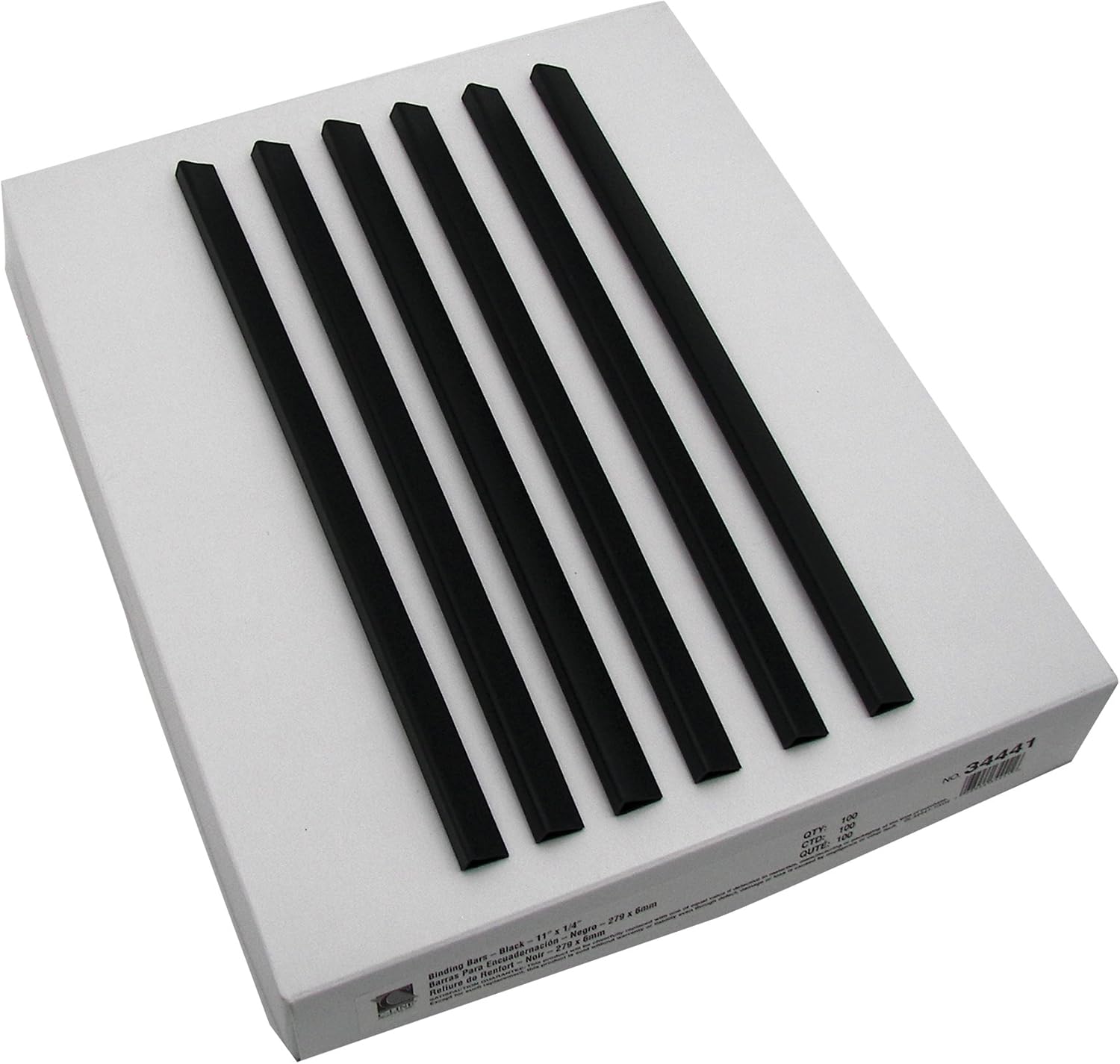 C-Line Slide 'N Grip Binding Bars, 40-Sheet Capacity, 11 x 0.25, Black, 100/Box