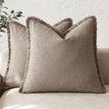Foindtower Set of 2 Decorative Linen Fringe Throw Pillow Covers Boho Farmhouse