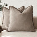 Foindtower Set of 2 Decorative Linen Fringe Throw Pillow Covers Boho Farmhouse by Foindtower