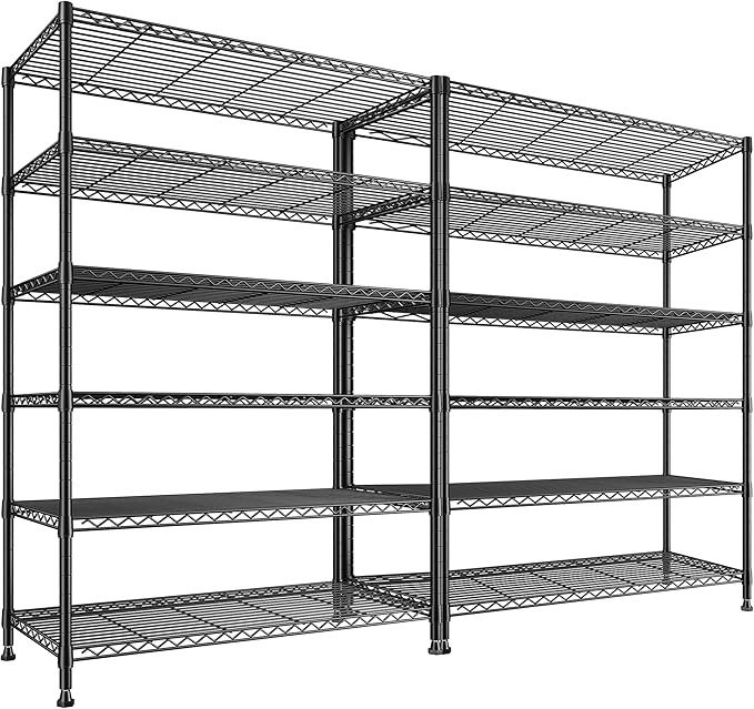 REIBII 75''H Storage Shelves Metal Shelving Unit, 6 Tier Wire Shelving by REIBII