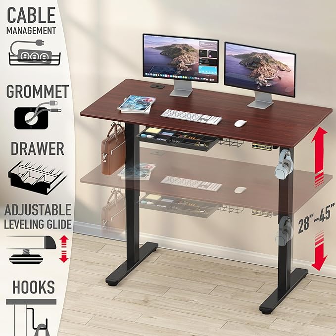SHW 55 x 28 Inches Electric Height Adjustable Standing Desk - Image 4