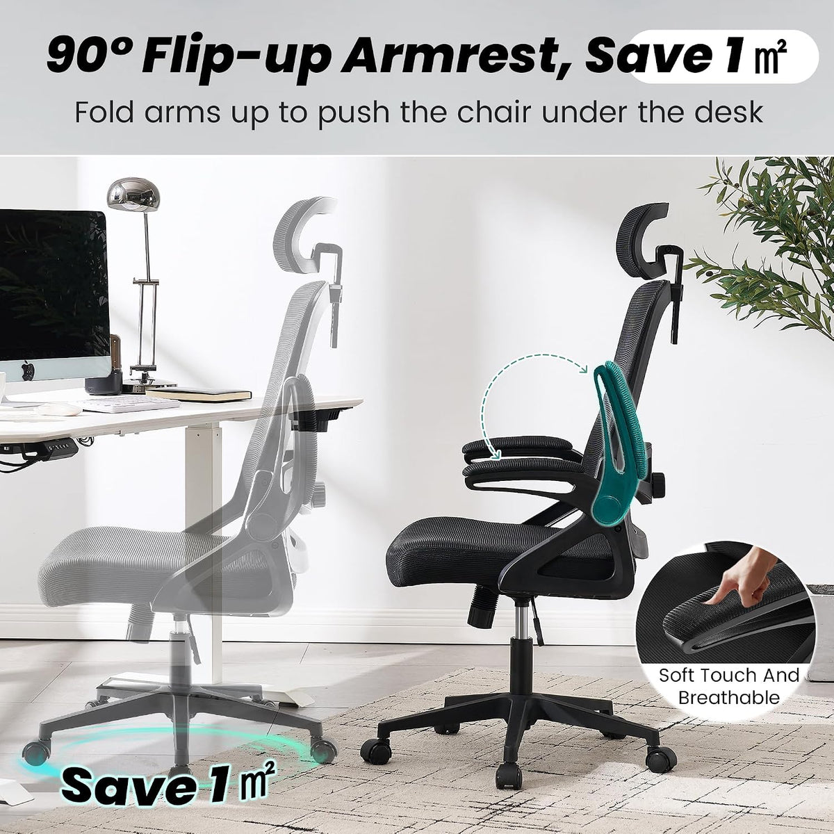 fizzin office chair mesh computer chairs with adjustable, view 9