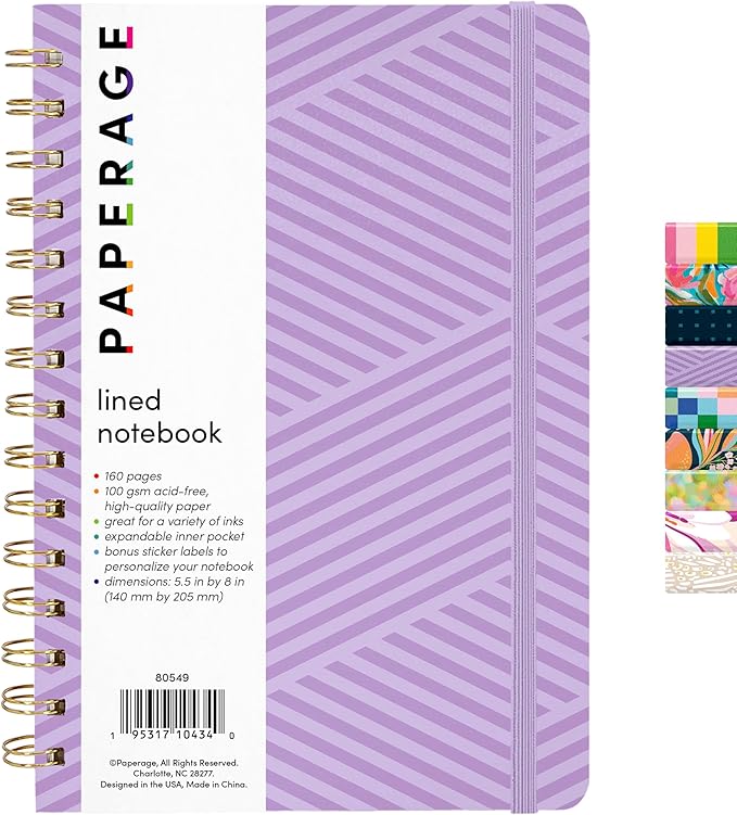 PAPERAGE Lined Spiral Journal Notebook, 160 Pages, Hardcover Journal by PAPERAGE