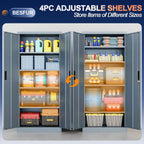 besfur metal garage storage cabinet with locking doors showing dimensions