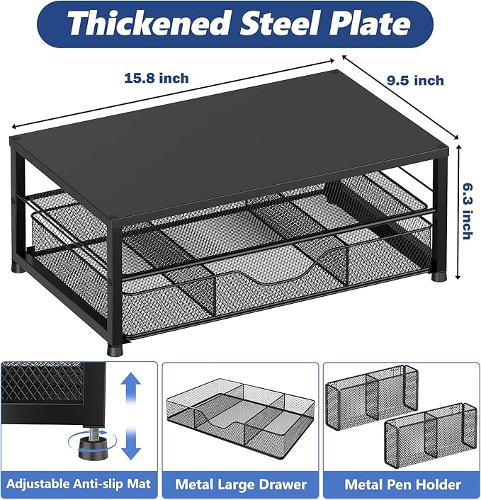 OPNICE Desk Organizer and Accessories, 2-Tier Computer Monitor Stand Riser - Image 3