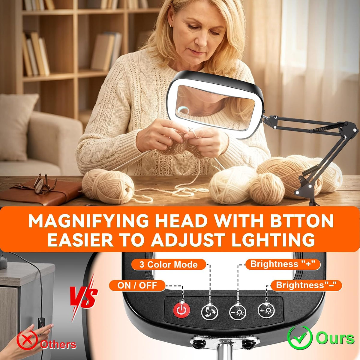 30X 10X Large Magnifying Glass with Light and Stand,Desk Lamp Magnifiers