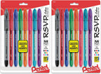 Pentel RSVP Ballpoint Pen,(1.0mm),Medium Line,Assorted Ink (BK91CRBP8M),(Pack of 16)