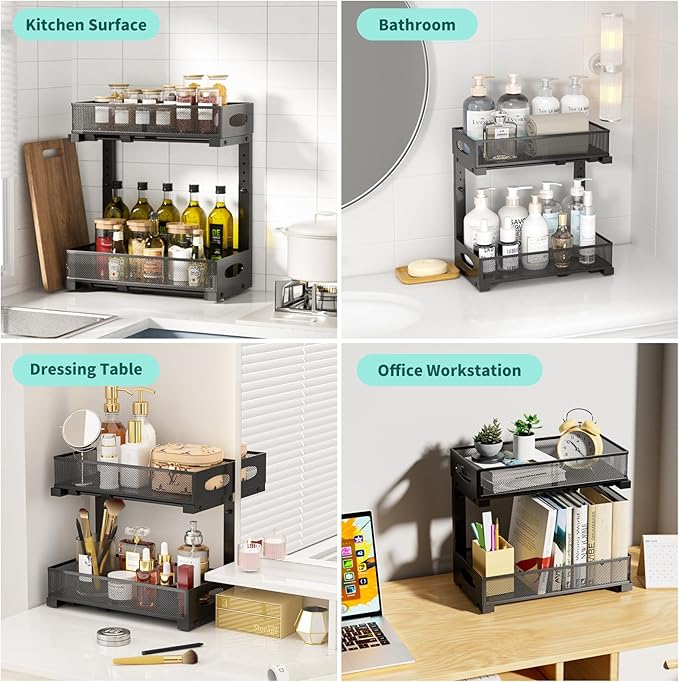 Beleeb Under Sink Organizer, Height Adjustable Organization and Storage Series - Image 6