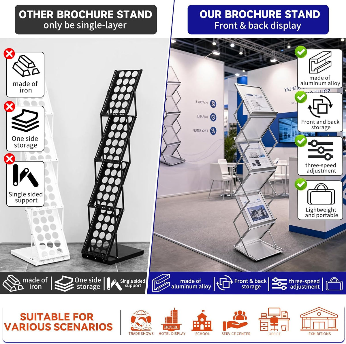 Brochure Display Stand, Magazine Literature Rack, 1-Pack Silver