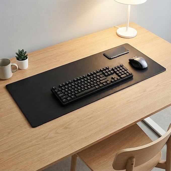 Black Leatherette 30" x 12.5" Keyboard/Mouse Desk Mat - Image 2