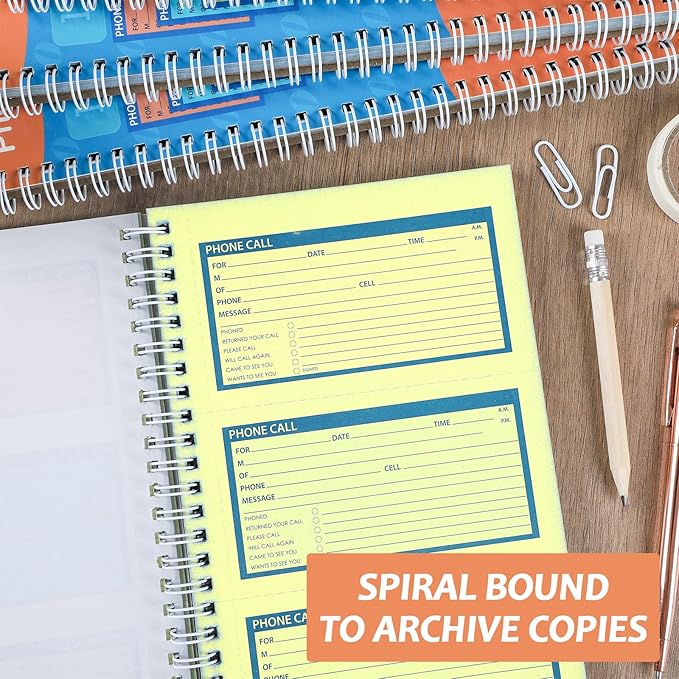 Spiral Bound Phone Message Book 5-1/4x11inch Phone Message Forms Book 2 Part - Image 5