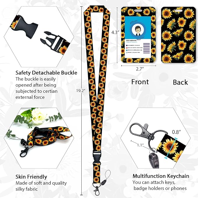 Cute Sunflower Badge Reel Retractable Heavy Duty - Image 4