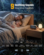 superdanny alarm clock with pd 20w, 4 usb, front angle view