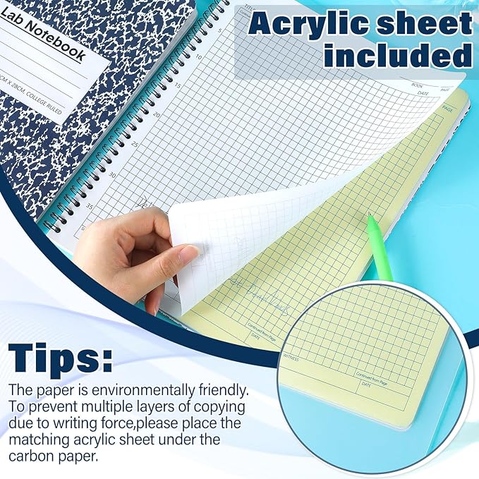 Affrolling 2 Pack Carbonless Lab Notebook Carbon Copy 8.5'' x 11'' 50 Set of - Image 5