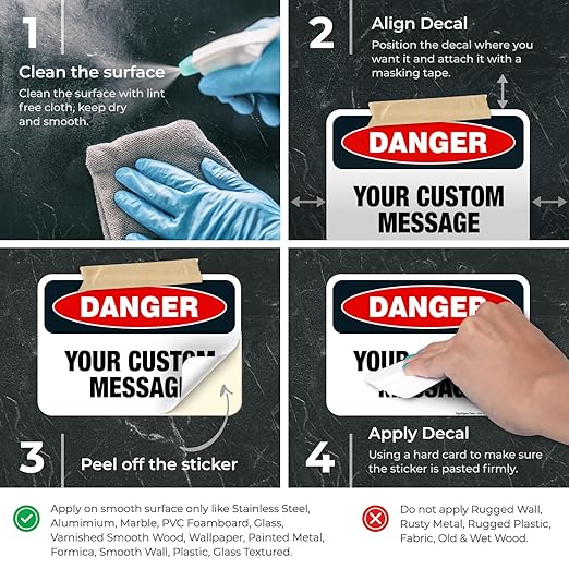 Custom Danger Sign, OSHA Sign, 10x7 Inches, 4 Mil Vinyl Decal Stickers Weather - Image 3