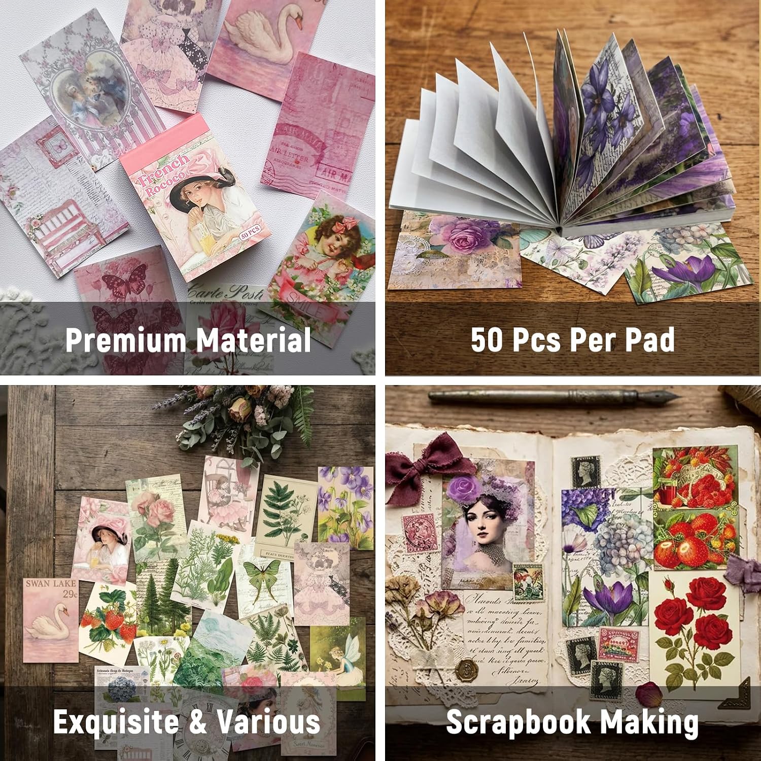 Vintage Washi Sticker Book, 300 PCS Scrapbooking and Journaling Stickers | 300 PCS Vintage Washi Paper Stickers for Journaling, Scrapbooking, Travel Albums, Planners, Junk Journals and DIY Crafts