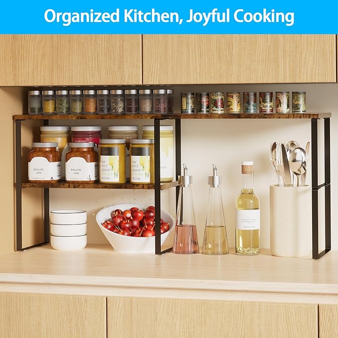 Golener Countertop Organizer Corner Shelf, 2 Tier Adjustable Stackable Corner - Image 3