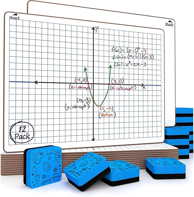 Dry Erase XY Axis Graph Lap Boards 9”X12” by Scribbledo