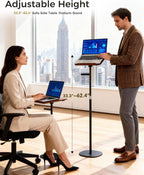 Laptop Stand Floor, Wood Music Stand, Tablet Floor Stands Adjustable Height, Tall Book Stand Hands Free, for Projector, Office, Study, Brown