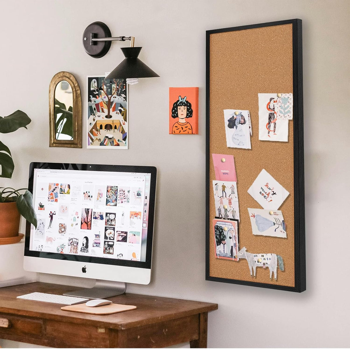 TORASO Cork Board Bulletin Board, Corkboard for Walls with Black Frame, Large...