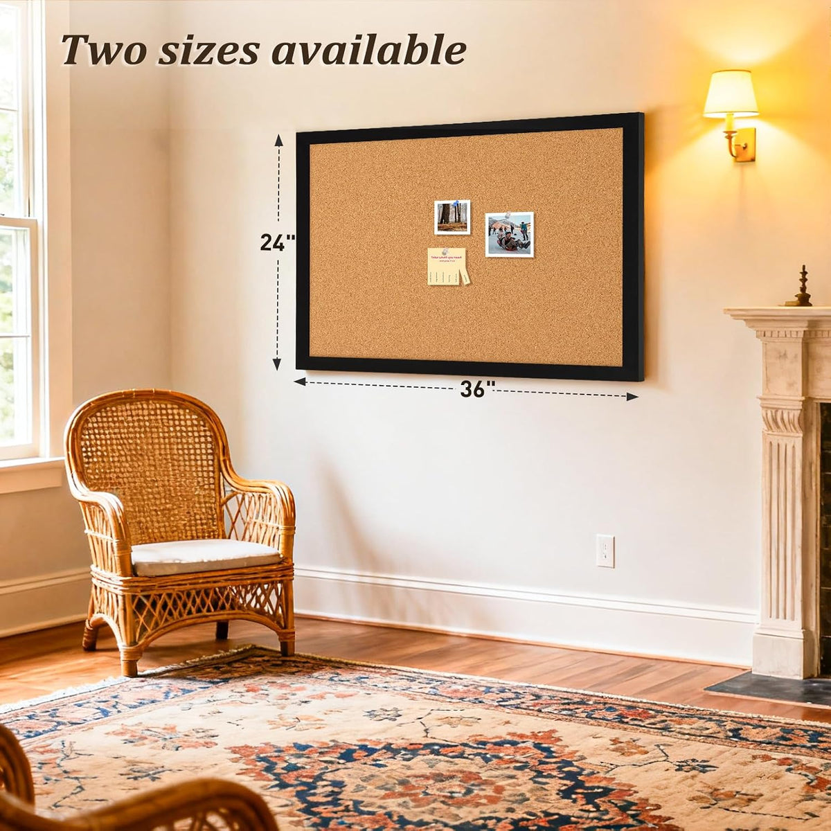 WALGLASS Cork Board 36" x 24" Black Wooden Frame Bulletin Board for...