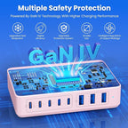 USB C Charger 300W USB C Charger Block 8-Ports GaN IV Fast Charging Station - Image 4