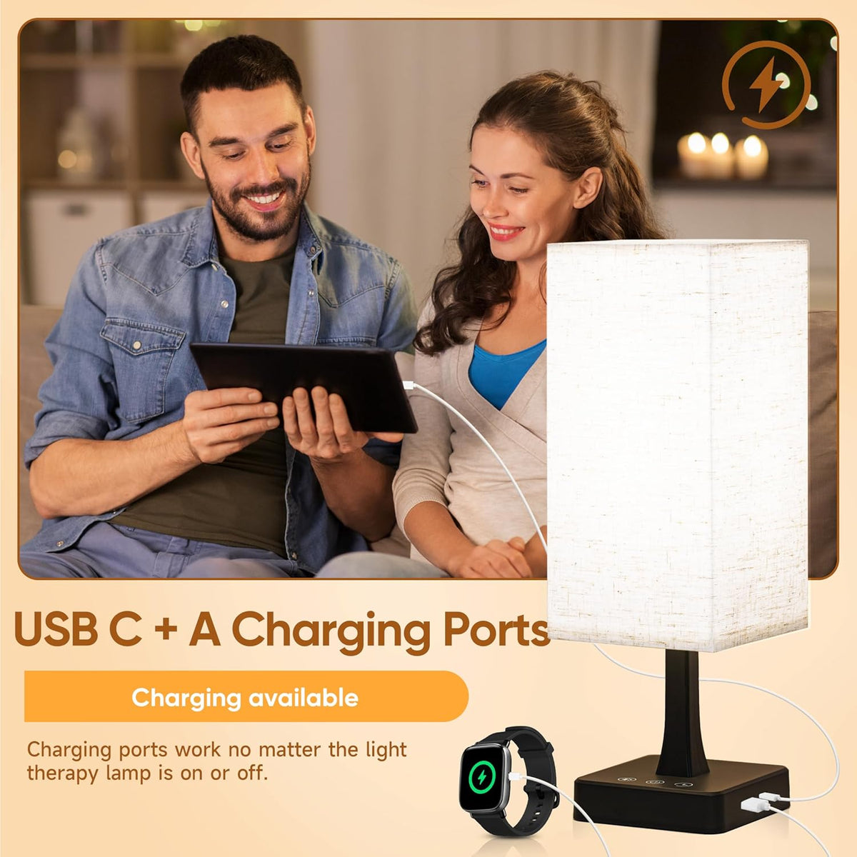 Light Therapy Lamp 10000 Lux Therapy Light with Remote and Touch Control, 3 C...