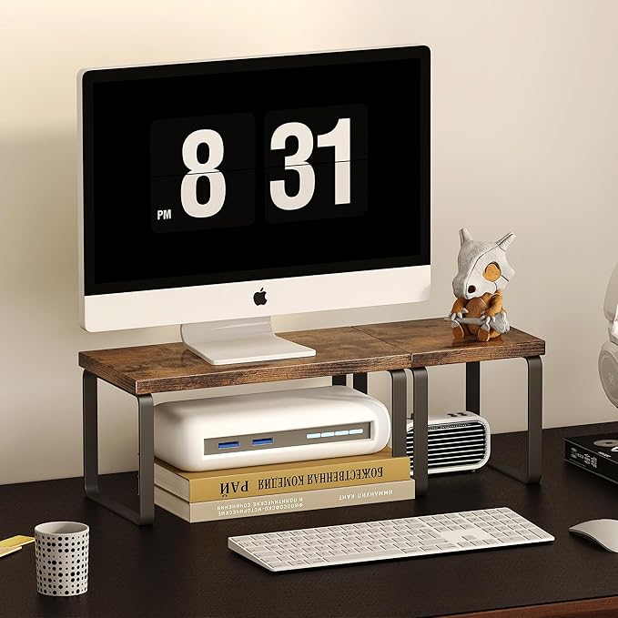 Homeiju Wooden Desktop Organizer Shelf, 2-Tier Adjustable Freestanding - Image 2