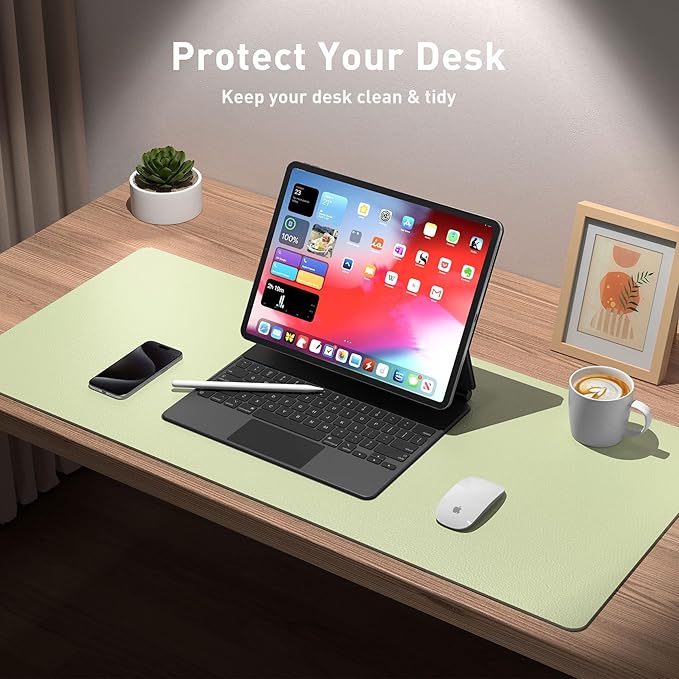 Aothia Leather Desk Pad Protector, Office Mat, Large Mouse Pad, Non-Slip PU - Image 4