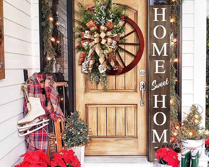 Home Sweet Home Sign for Front Door, Wood Rustic Front Porch Décor, Farmhouse - Image 2