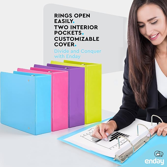 3 Inch Binder 3 Ring Binders, Slant D-Ring 3” Clear View Cover - Image 2