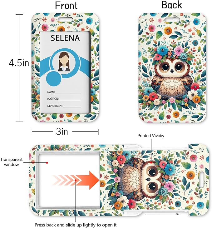 Teacher Lanyards for ID Badges, Owl Badge Holder Retractable Lanyard Name Tags - Image 4