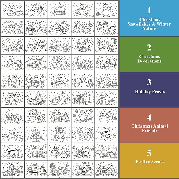 Fuxi Christmas Coloring Books for Kids Ages 8-12, 60 Sheets Blank Sketchbook + - Image 4