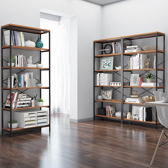 Himimi 6 Tier Industrial Bookshelf, Vintage Standing Storage Shelf, Display - Image 8