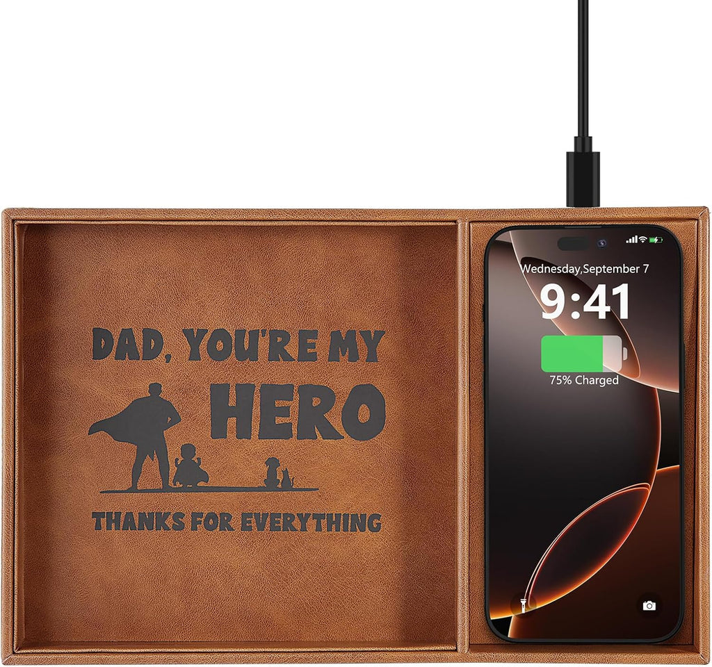 Valet Tray, Built-in Wireless Charger, Nightstand Organizer, Dresser Organizer