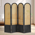 Asnefeli Room Divider 4 Panels, Folding Privacy Screen, Foldable Wood Rattan - Image 7