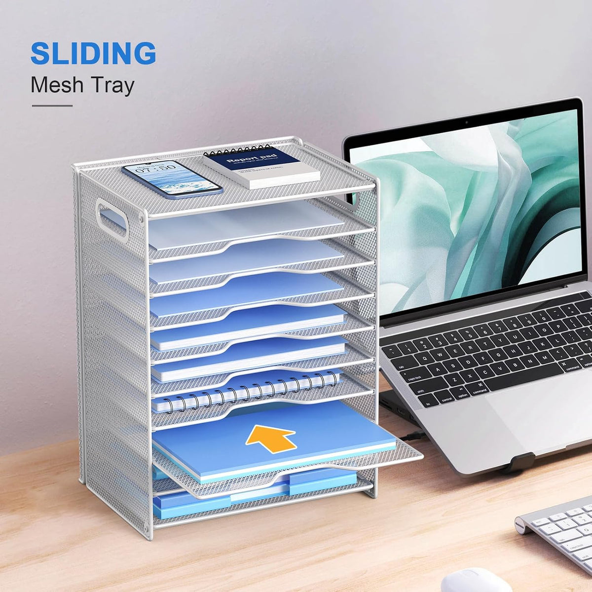 OUTWOLF 10 Tier Paper Organizer - Letter Tray Mesh Desk File Organizer with H...