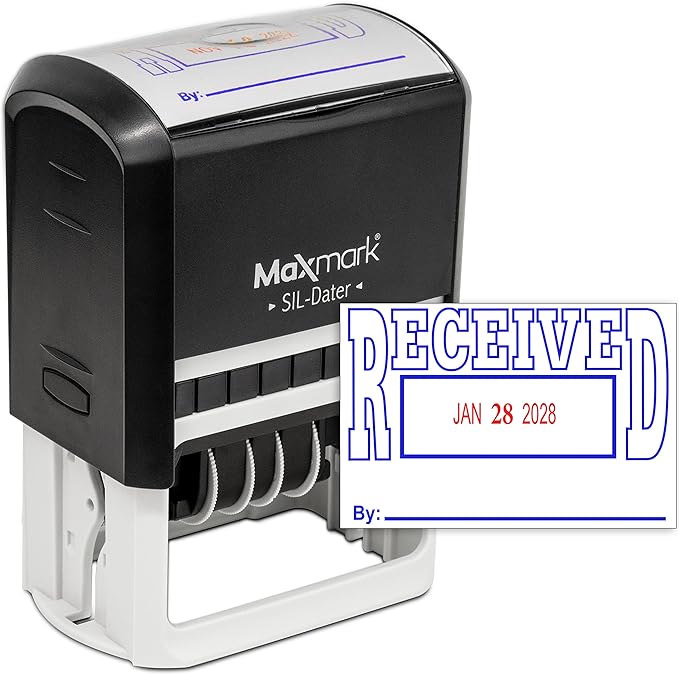 MaxMark Large Self-Inking Rubber Date Office Stamp by Maxmark