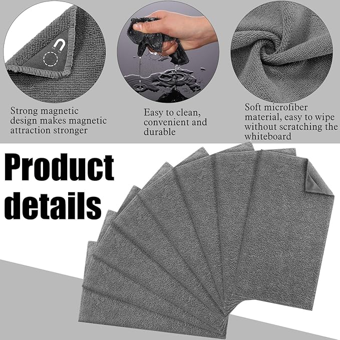 Fanfanwin 8 Pcs Magnetic Microfiber Cleaning Cloth Dry Erasers - Image 3