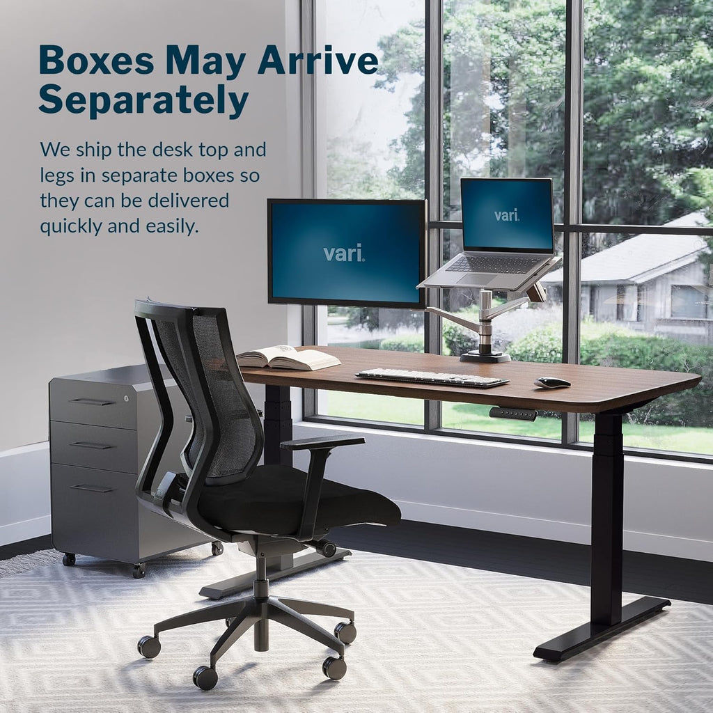 Vari Classic Electric Standing Desk – 60x30 – Walnut/Black