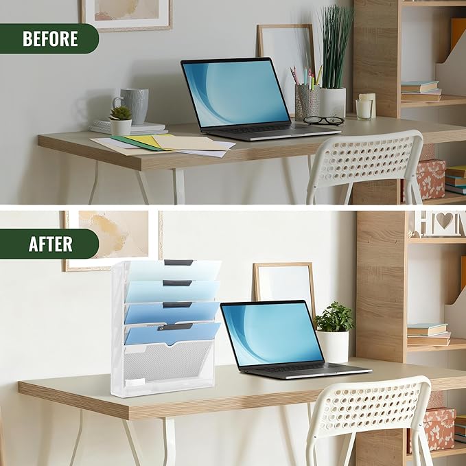 EASEPRES 6 Tier Mesh Hanging Wall File Organizer, Desk Vertical Mail Paper - Image 5