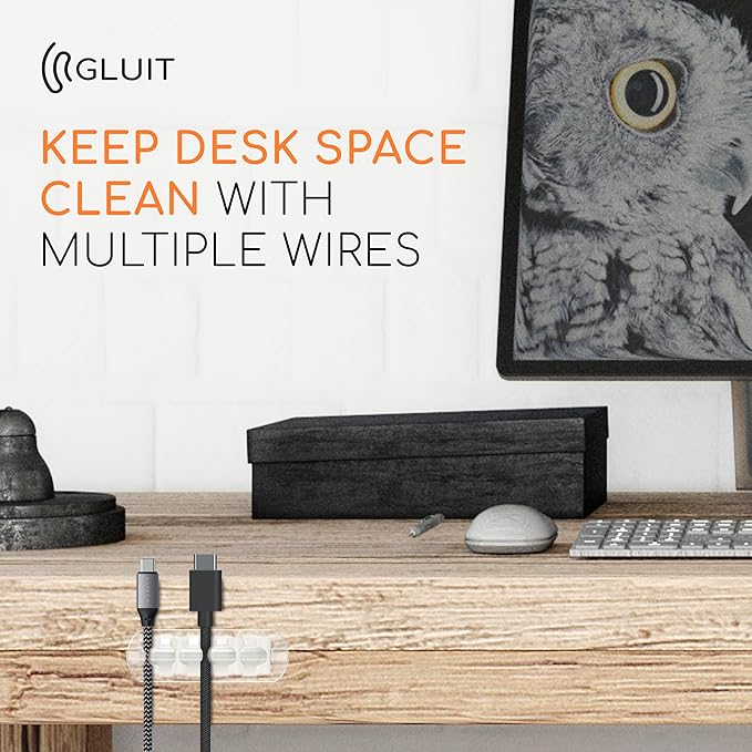 GLUIT Adhesive Desktop Cable Organizer Versatile Cord Holders Wire Clips and - Image 8