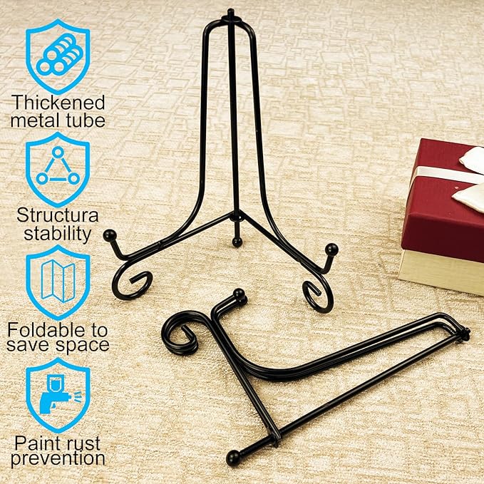 HENABLE 4PCS Premium Black Iron Plate Stands - Image 5