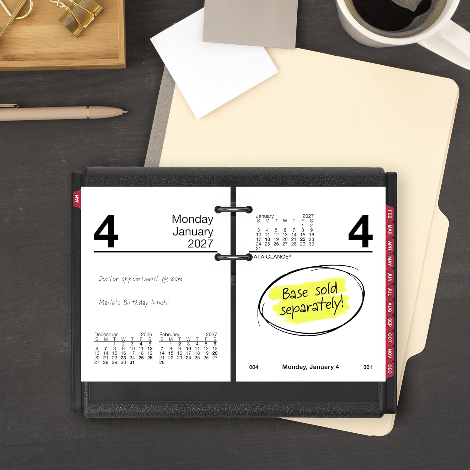 AT-A-GLANCE 2027 Desk Calendar Refill, Daily Desk Pad Refill, 3" x 3.75", Loose-Leaf (E9195027)