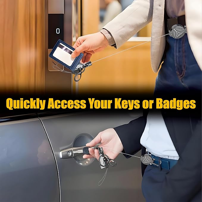 KAHETA 2 Pack Retractable Keychain Heavy Duty Carabiner Badge Holder Clip - Image 4