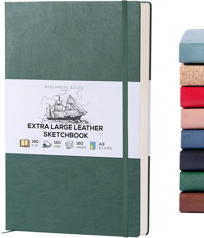 Beechmore Books A3 Sketchbook – 11.7x16.5 Premium Vegan Leather Bound Large by BeechmoreBooks