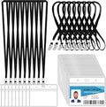 100 Pcs Clear Horizontal Badge Id Card and 100 Pcs Lanyard, Reusable Lanyards by Orcielo
