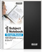 Dunwell Graph Paper Notebook 8.5 x 11 Plastic Cover, 100 Sheets, 4x4 Squares by Dunwell
