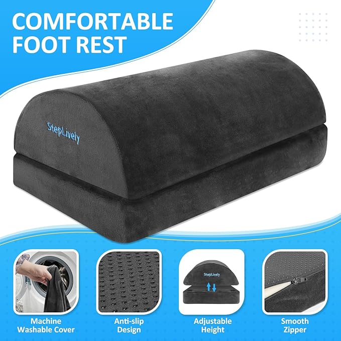 StepLively Foot Rest for Under Desk at Work, Comfortable Foot Stool - Image 2