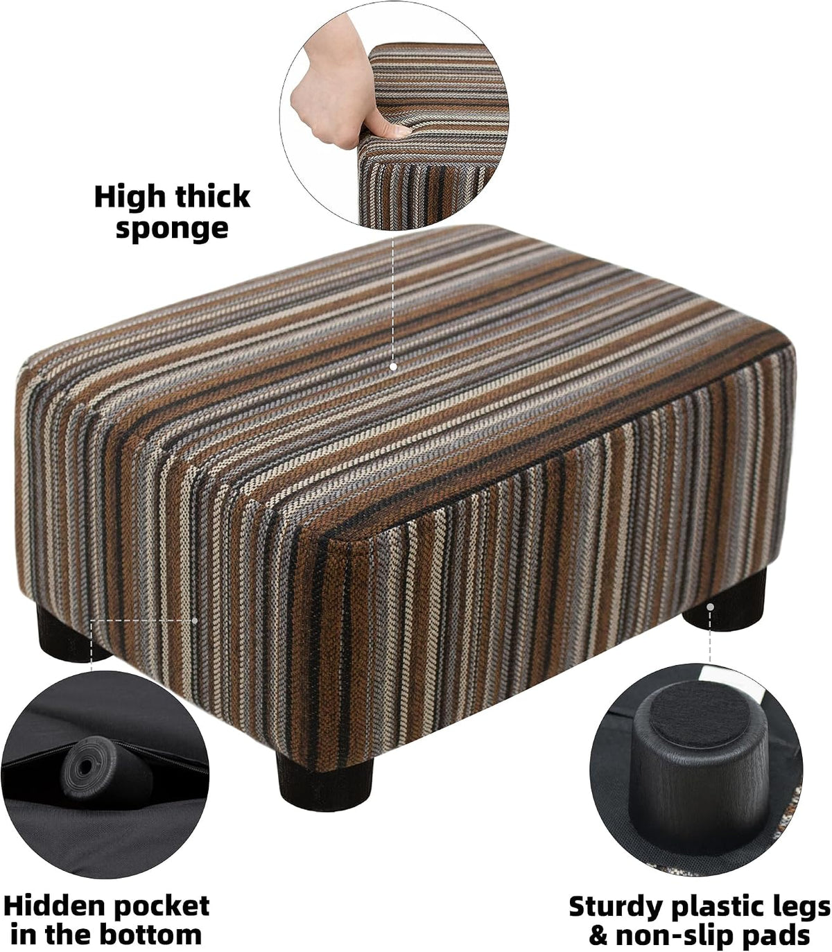 CAROLMADE Small Foot Stool Ottoman Footstool with Legs Under Desk Footrest fo...